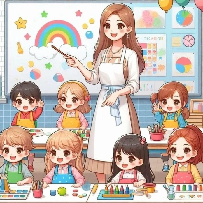Hướng dẫn từng bước vẽ cô giáo và học sinh chibi