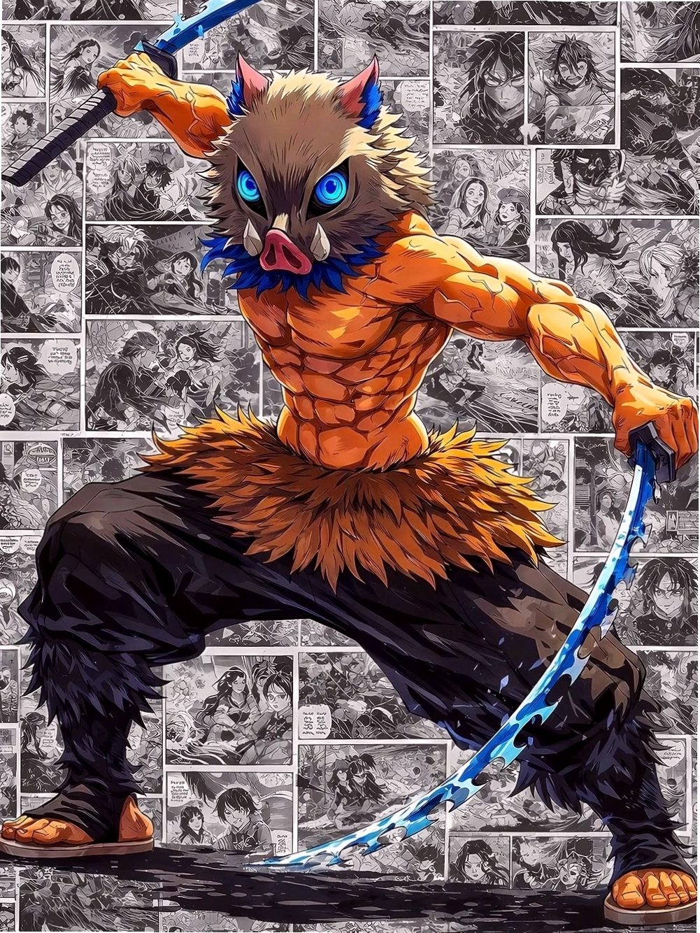 Inosuke anime với đôi mắt sắc sảo và cuốn hút