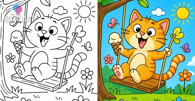 Khám phá thế giới sắc màu với tranh tô màu con mèo chibi