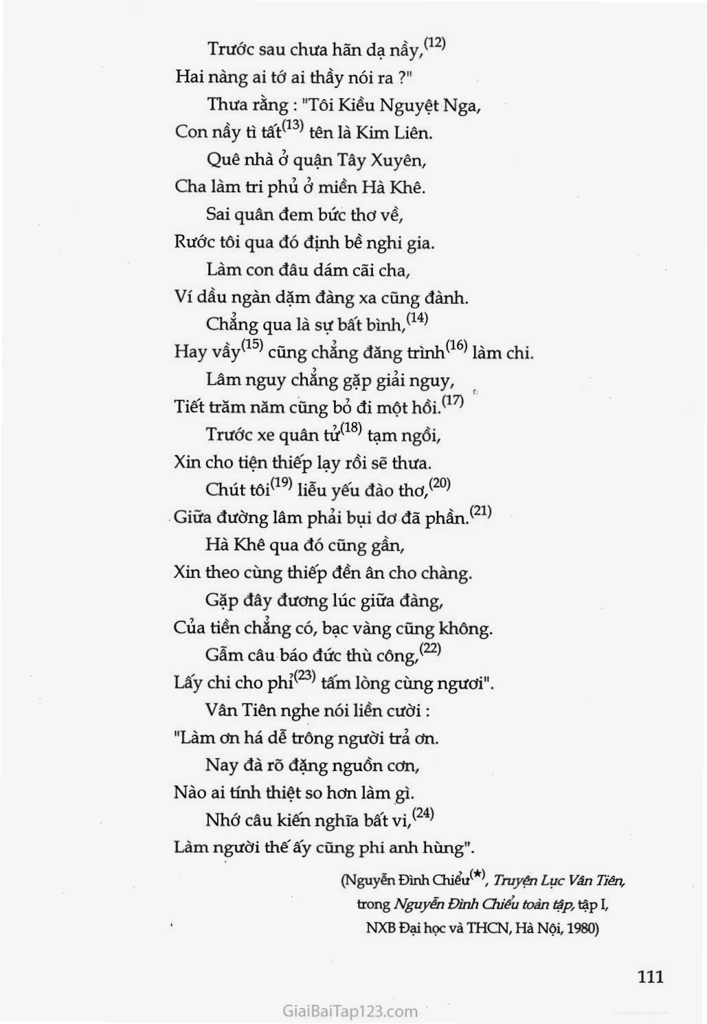 Kiều Nguyệt Nga bày tỏ lòng biết ơn với Lục Vân Tiên
