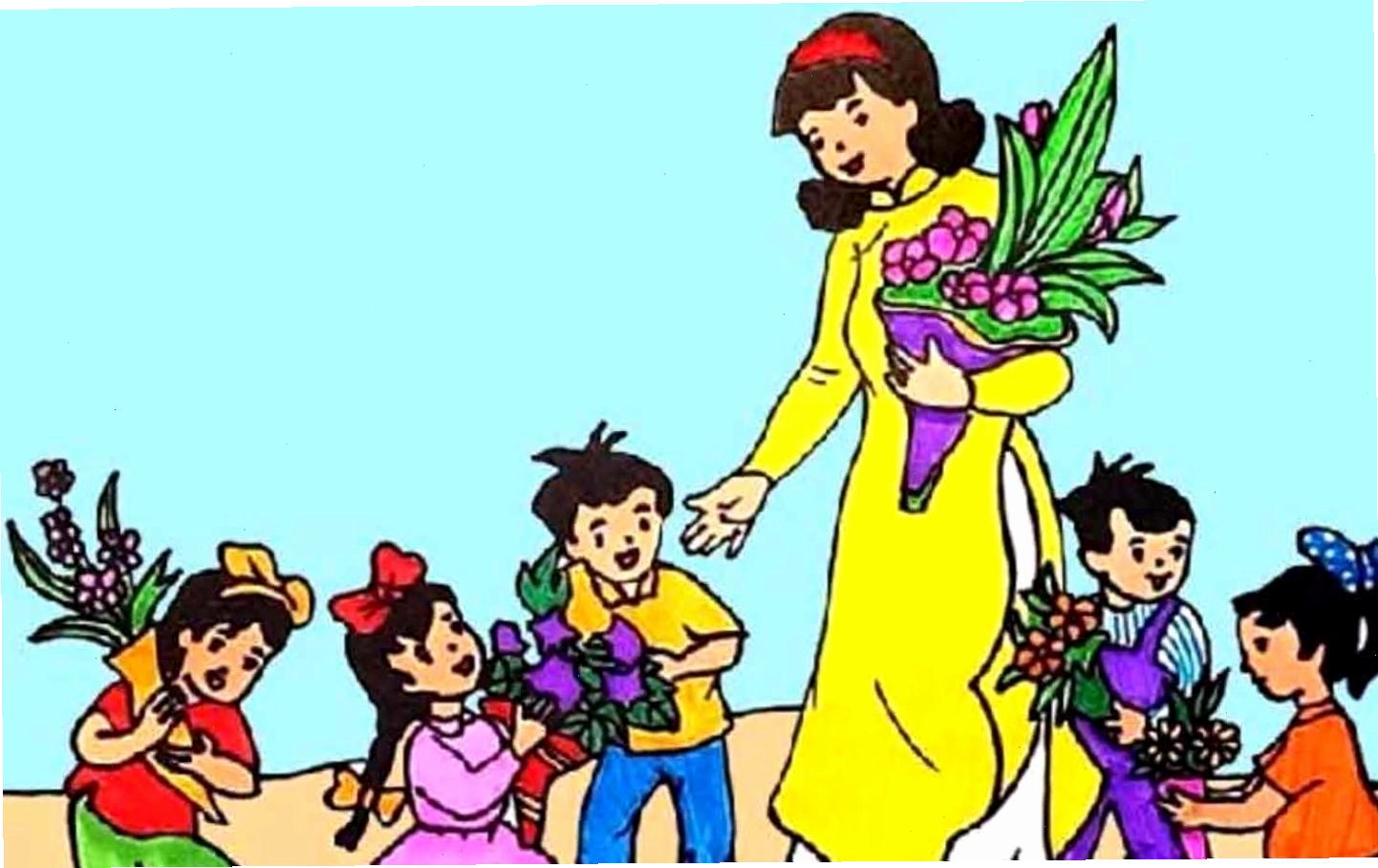 Lẵng hoa tươi thắm theo phong cách chibi mừng ngày 20-11