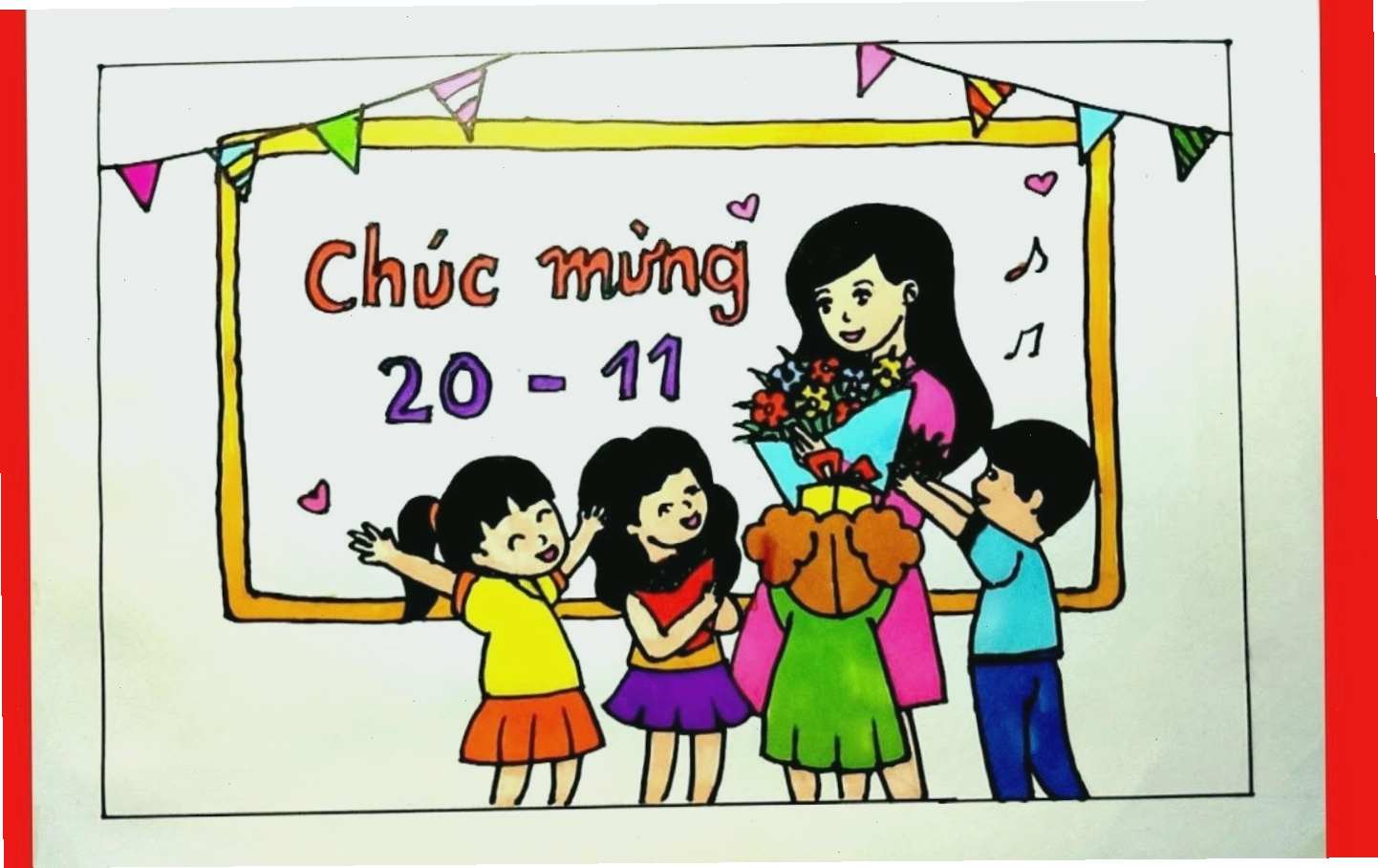 Lời chúc 20-11 từ học trò qua tranh vẽ chibi
