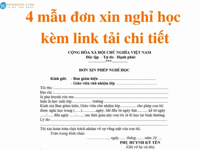 Mẫu đơn xin nghỉ học chung