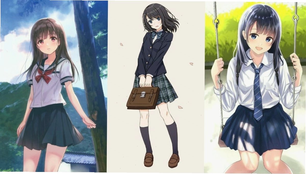 Mẫu váy xếp ly và áo sơ mi phong cách học đường cho nhân vật chibi nữ