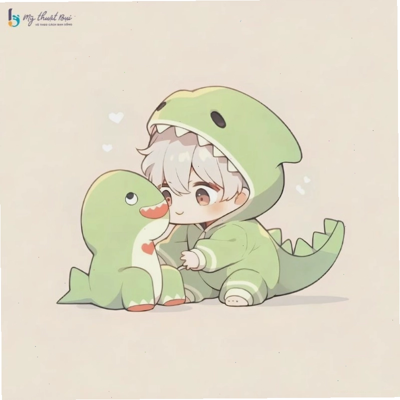 Mẫu vẽ Chibi nam với mái tóc vuốt ngược và trang phục thể thao