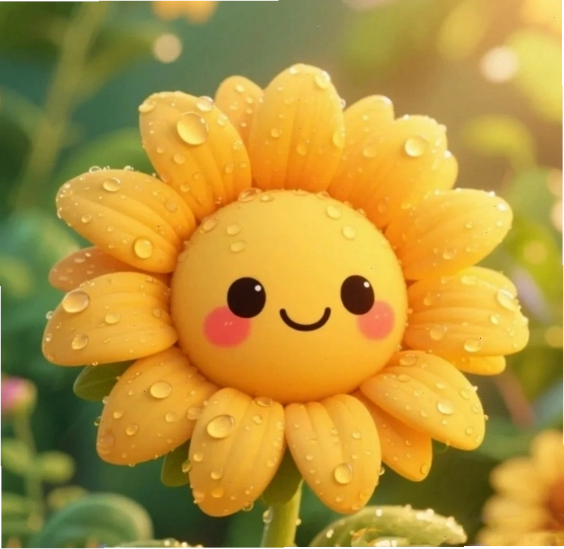 Mẫu vẽ hoa hướng dương chibi chi tiết từng bước