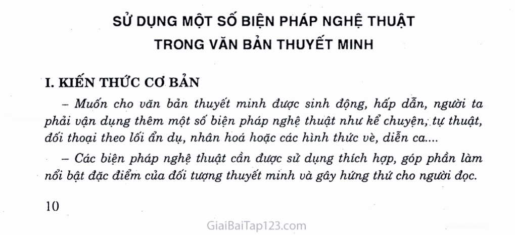 Minh họa cách sử dụng biện pháp nghệ thuật trong văn bản thuyết minh