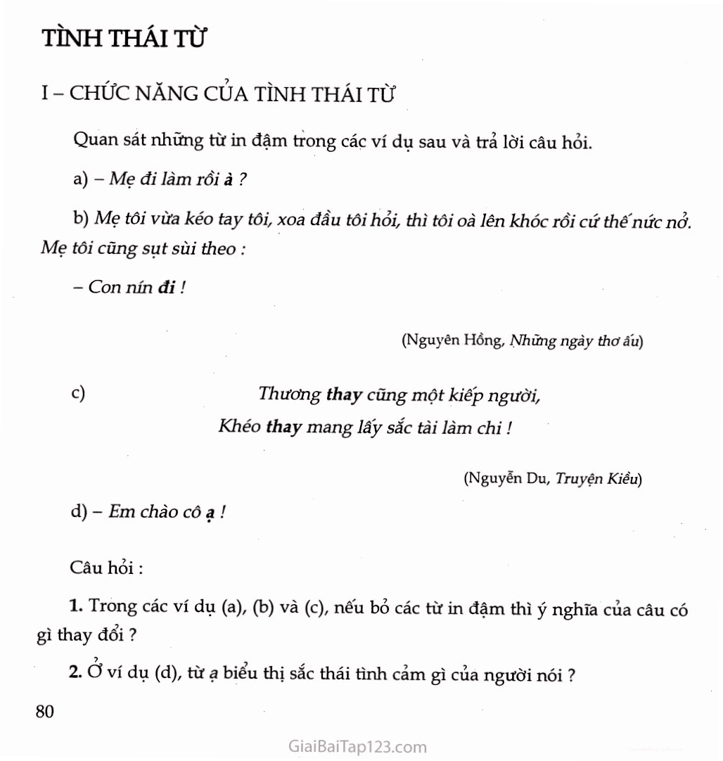 Minh họa cách sử dụng tình thái từ trong hội thoại