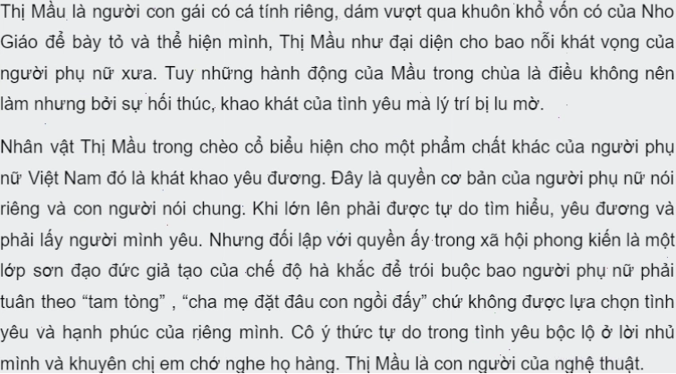 Minh họa nhân vật Thị Mầu trong trang phục truyền thống
