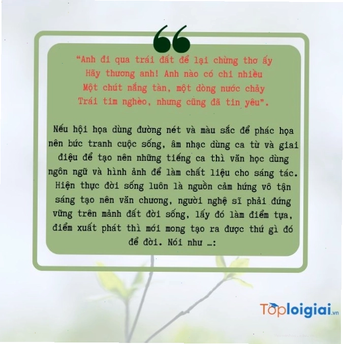 Mở bài bằng đoạn trích bài thơ Gởi của Chế Lan Viên