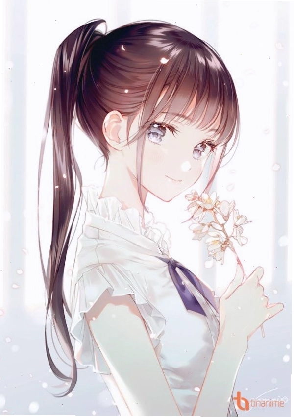 Nền ảnh anime mờ với chủ thể hoa anh đào