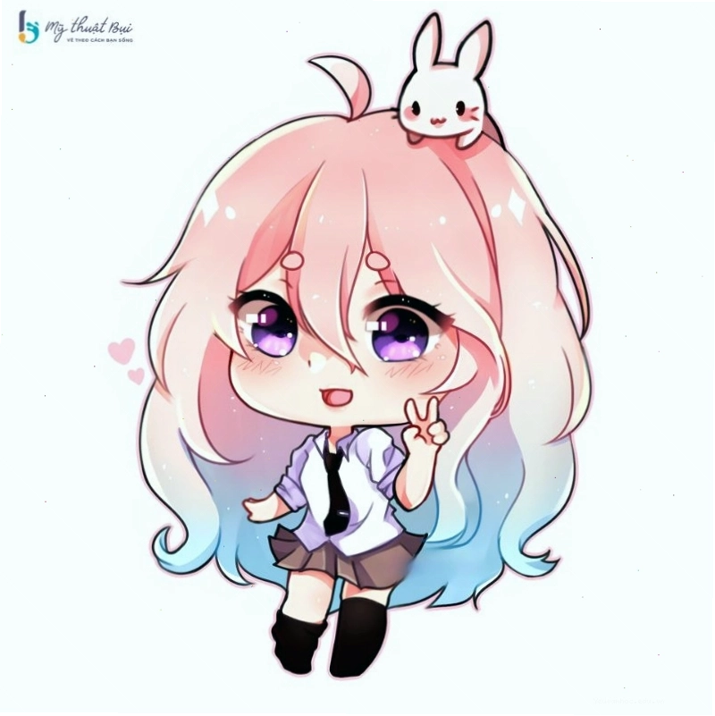Nhân vật anime chibi nữ hóa trang thành mèo