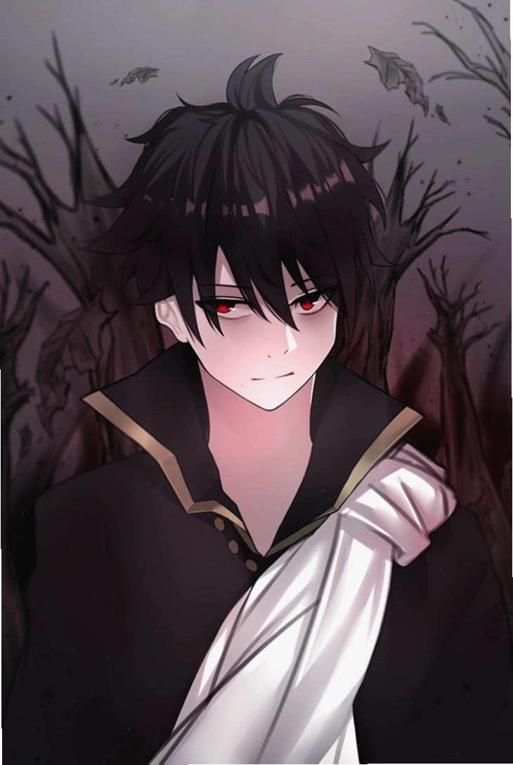 Nhân vật anime nam điển trai với mái tóc bạc và đôi mắt xanh hút hồn