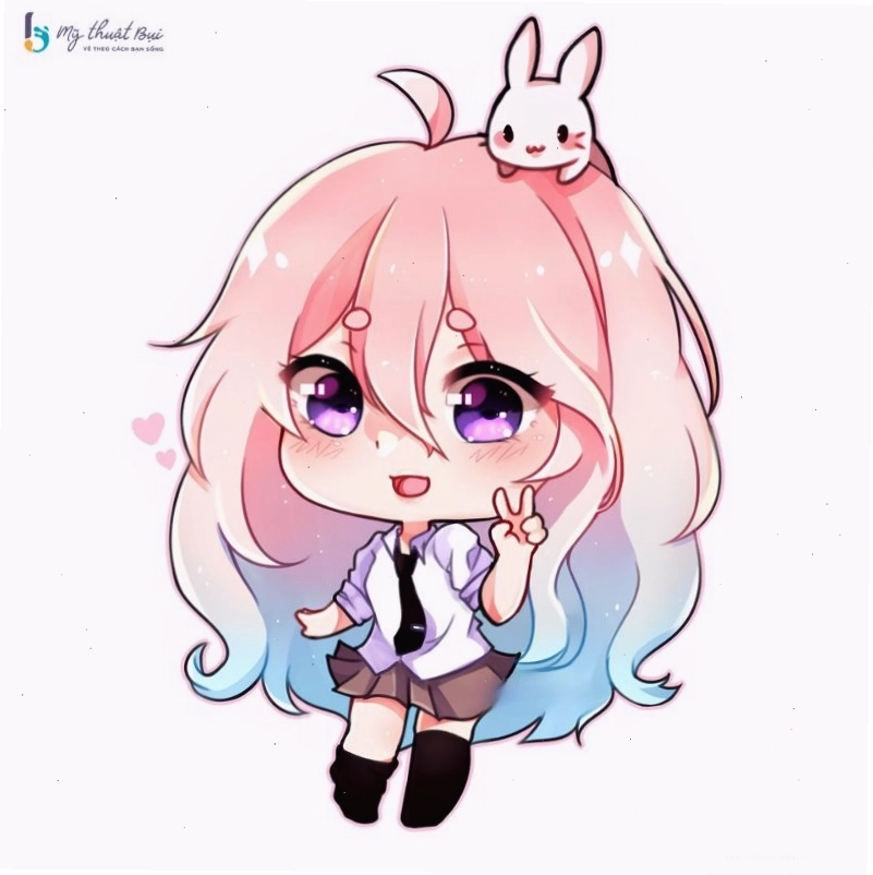 Nhân vật chibi nữ cute trong trang phục học sinh