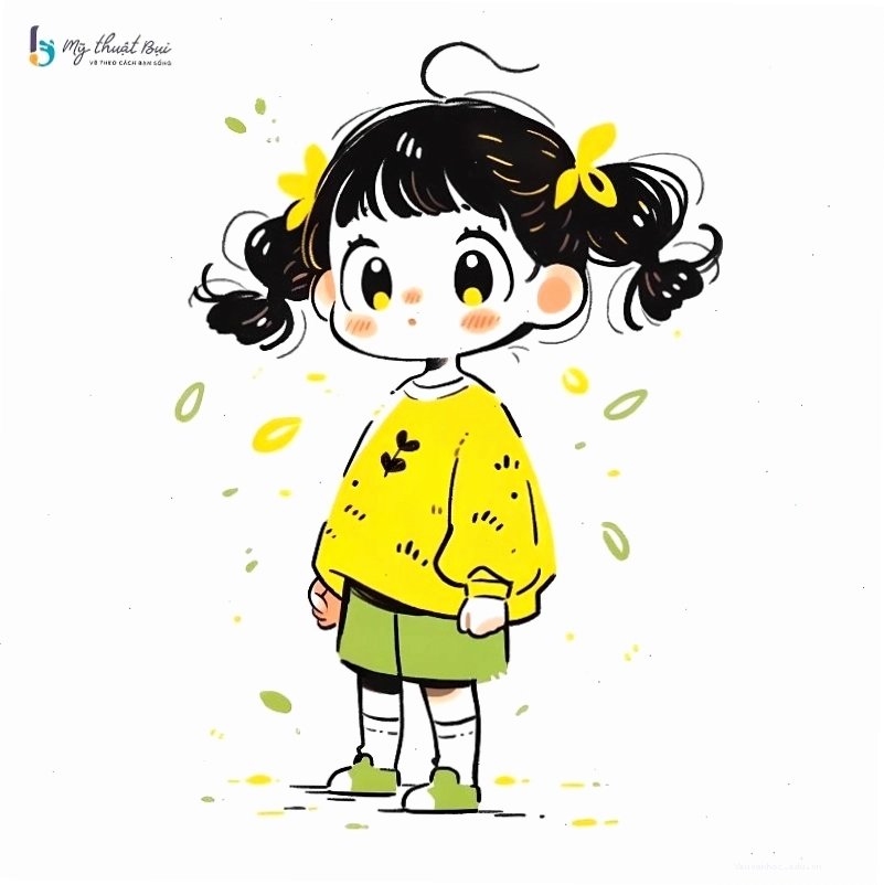 Nhân vật Chibi phong cách anime với đôi mắt to tròn và trang phục cosplay