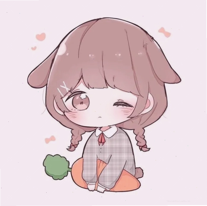 Nhân vật chibi tóc vàng đeo kính phong cách học sinh