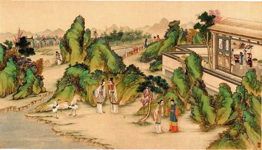 Nhân vật giả bảo ngọc và đại ngọc trong khung cảnh thế gian