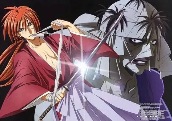Nhân vật kiếm sĩ với thanh kiếm đặc trưng trong một bộ anime