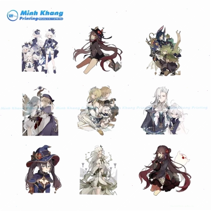 Nhiều mẫu sticker anime khác nhau được trưng bày