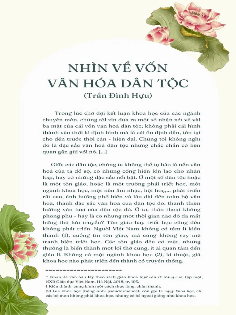 Nhìn về vốn văn hóa dân tộc bài soạn văn lớp 12