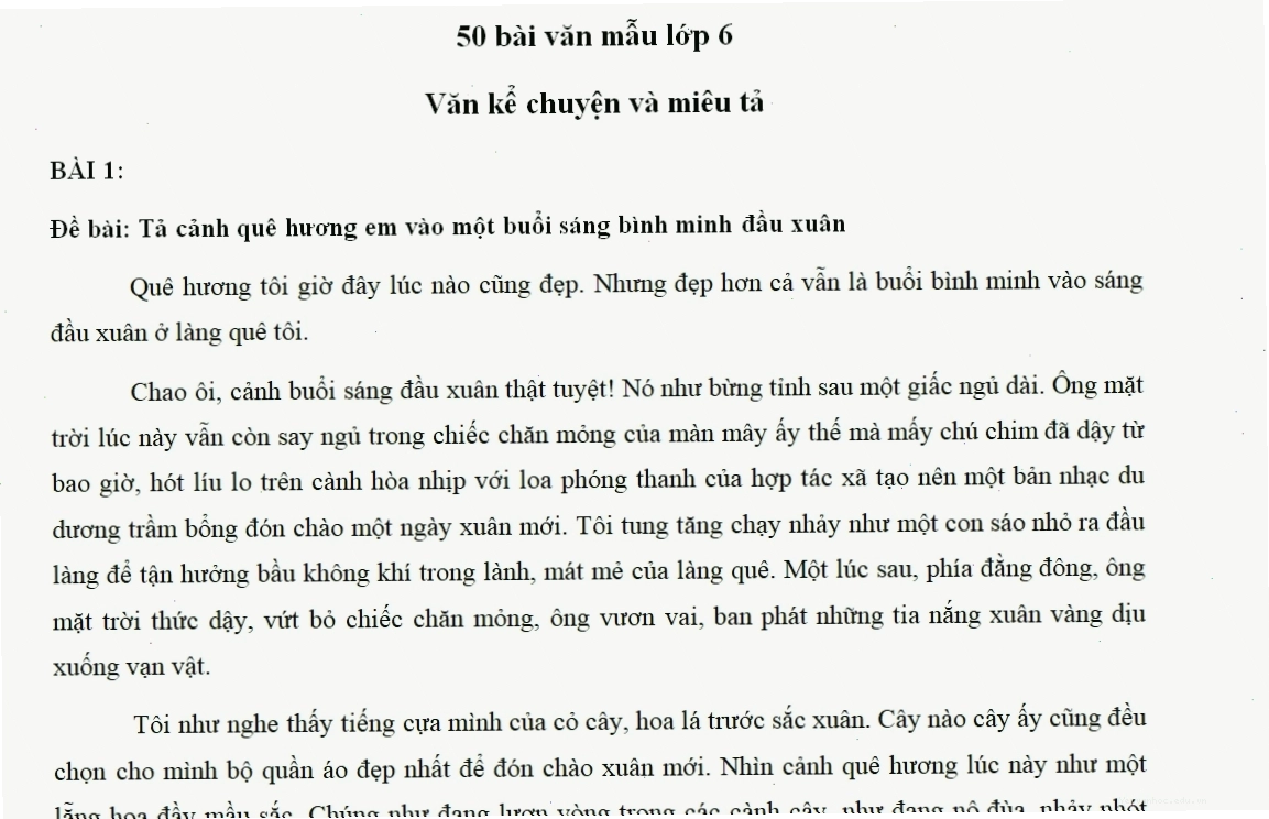 Những bài văn hay lớp 6, tổng hợp bài văn mẫu lớp 6 học kỳ 1