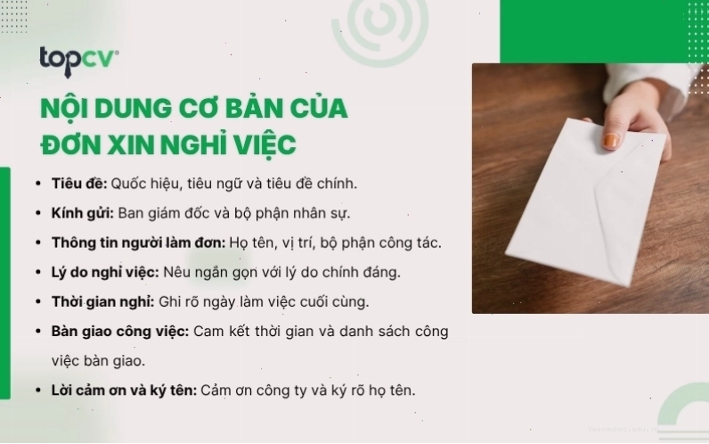 Nội dung cơ bản cần có trong đơn xin nghỉ việc