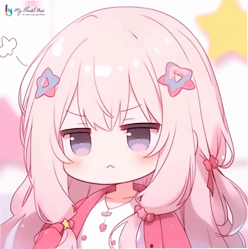 Nữ nhân vật chibi với mái tóc dài bồng bềnh