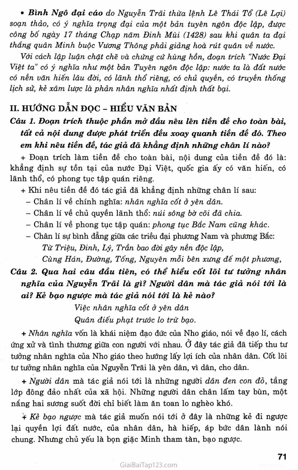 Nước Đại Việt ta trang 2 - Hướng dẫn soạn bài