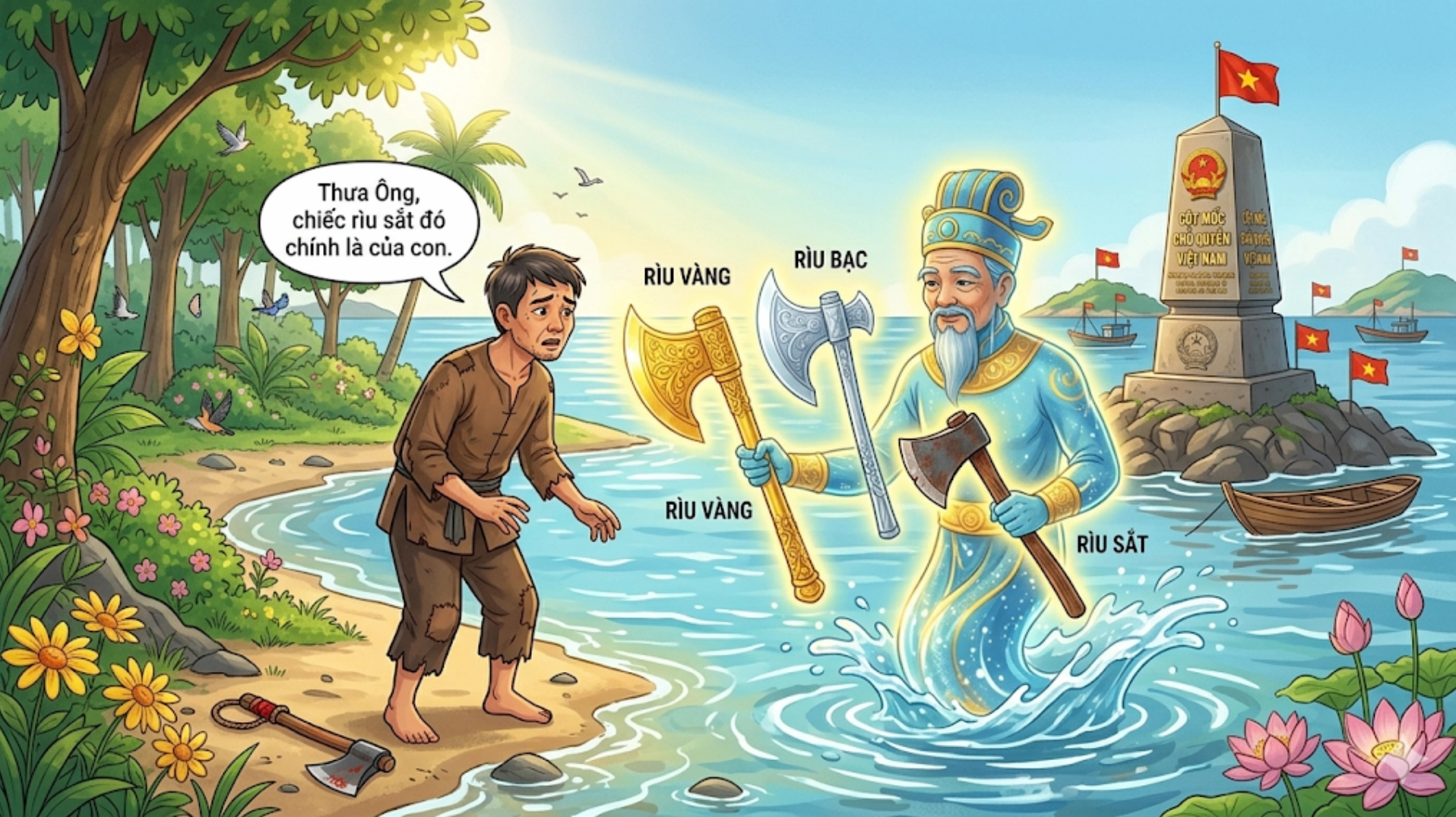 Phân tích câu chuyện Ba lưỡi rìu: Mở bài gián tiếp và ý nghĩa sâu sắc