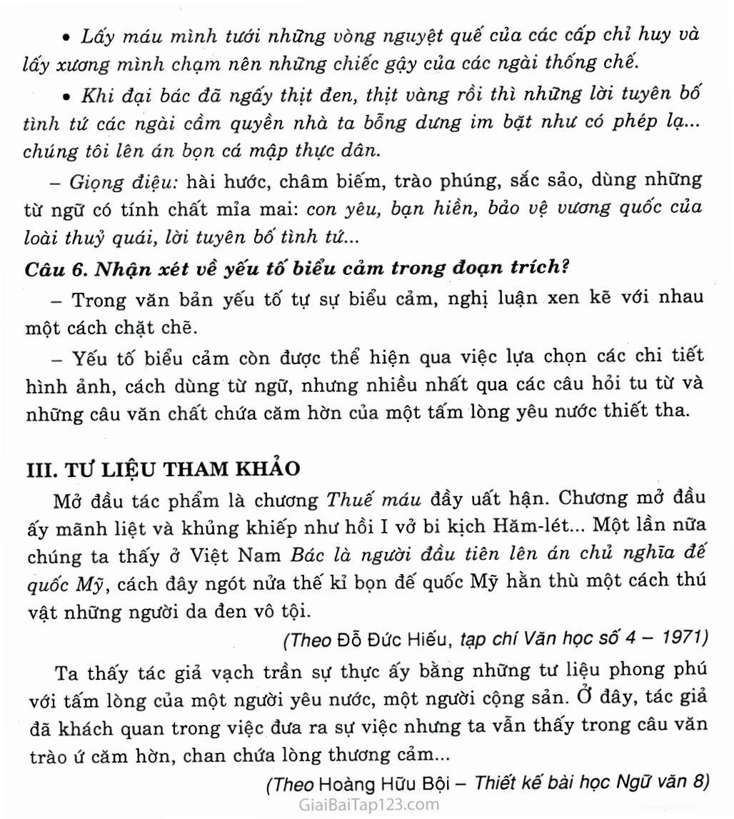 Phân tích nghệ thuật trong bài Thuế máu
