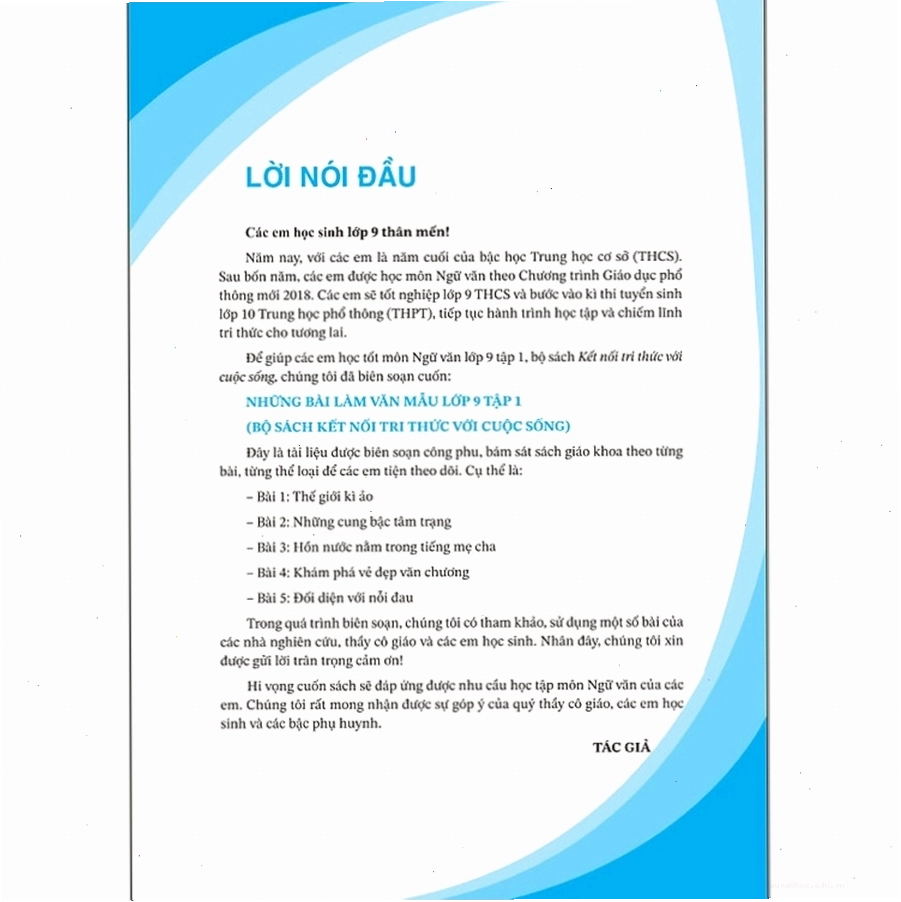 Sách Những Bài Làm Văn Mẫu Lớp 9 Tập 1 (Kết Nối Tri Thức Với Cuộc Sống)
