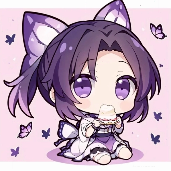 Shinobu Kochou chibi cute với phong cách fanart độc đáo