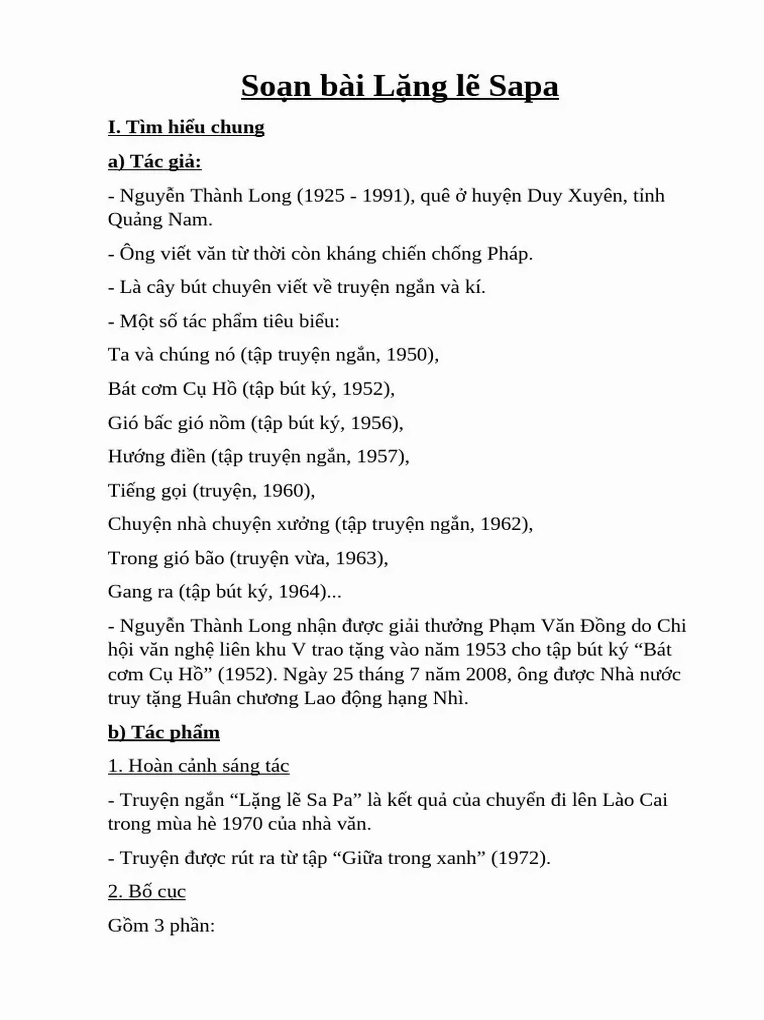 Soạn bài "Lặng lẽ Sa Pa" Ngữ văn lớp 9: Phân tích chi tiết và dàn ý chuẩn SEO