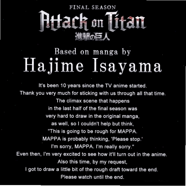 Tác giả Attack on Titan và những thông điệp gửi đến người hâm mộ