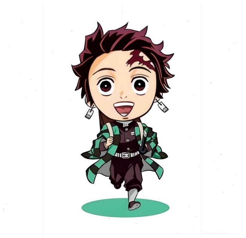 Tanjiro Chibi đang vui đùa, thể hiện sự hồn nhiên