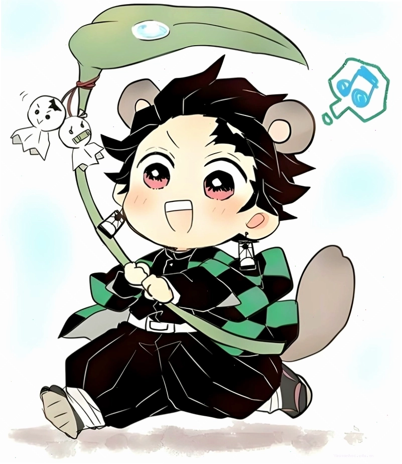 Tanjiro Chibi phiên bản ngầu với ánh mắt sắc sảo