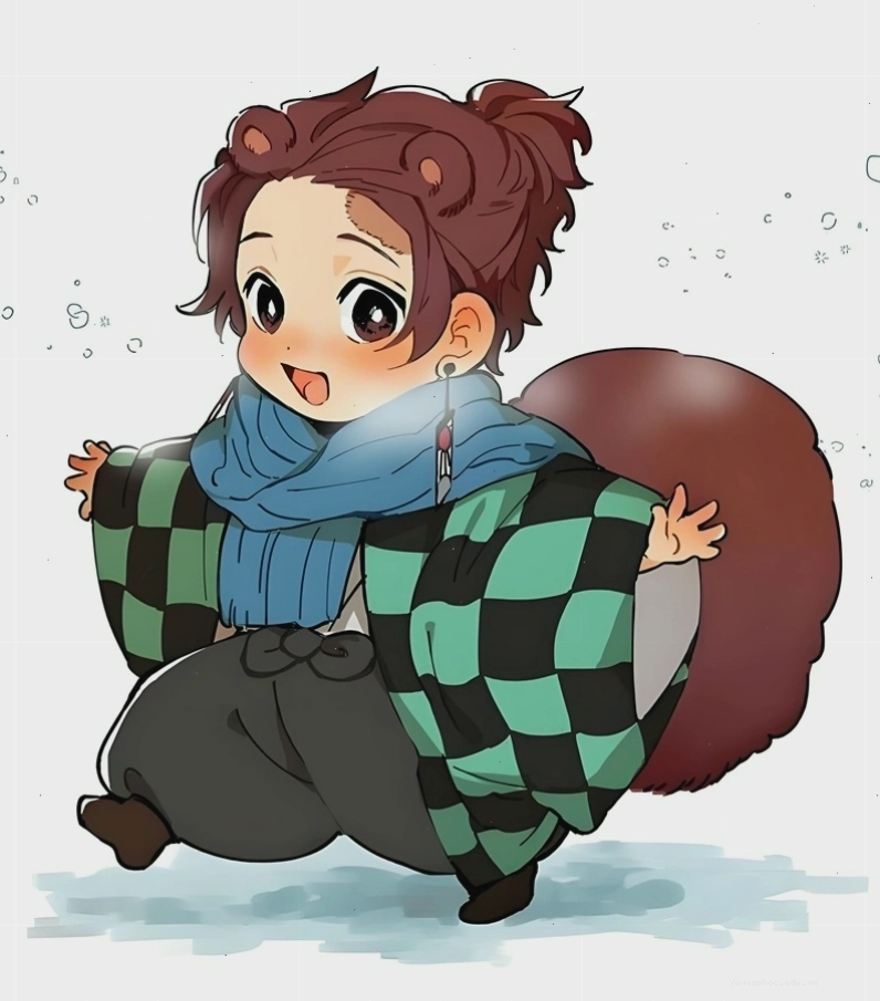 Tanjiro Chibi trong trang phục Sát Quỷ cấm quân