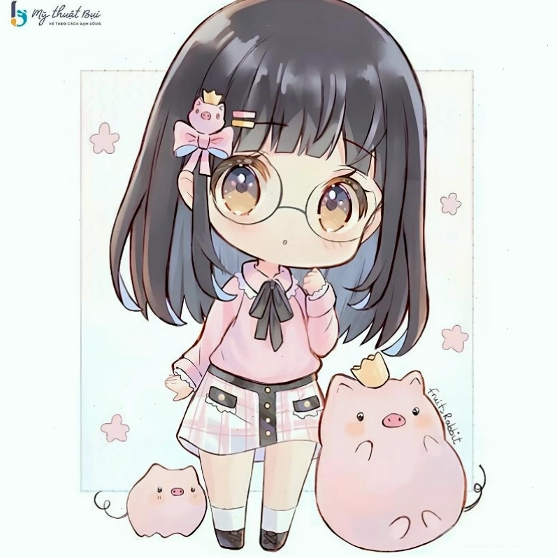 Tạo dáng năng động cho nhân vật chibi nữ