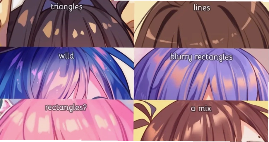 Tạo điểm nhấn cho tóc anime bằng nhiều hình dạng và màu sắc