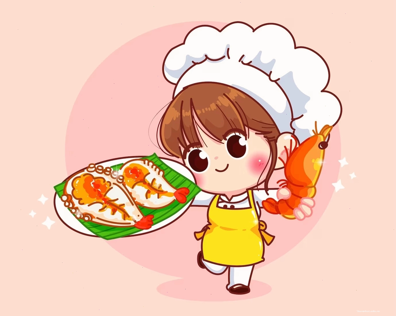 Thiết kế logo chibi dễ thương với phong cách vẽ tay