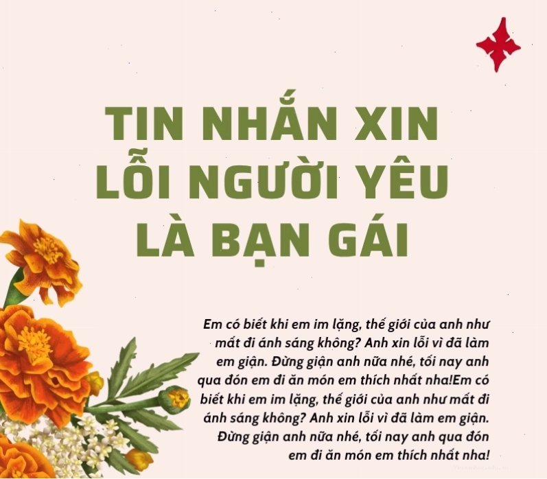 Tin nhắn xin lỗi người yêu là bạn gái ngọt ngào và dỗ dành