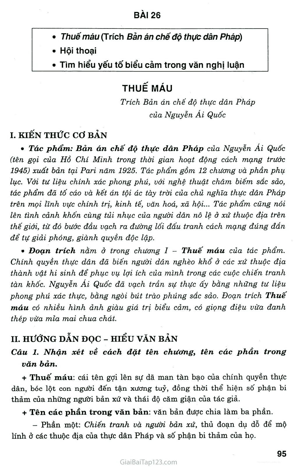 Trang 1 văn bản Thuế máu, giới thiệu bối cảnh Pháp thuộc địa