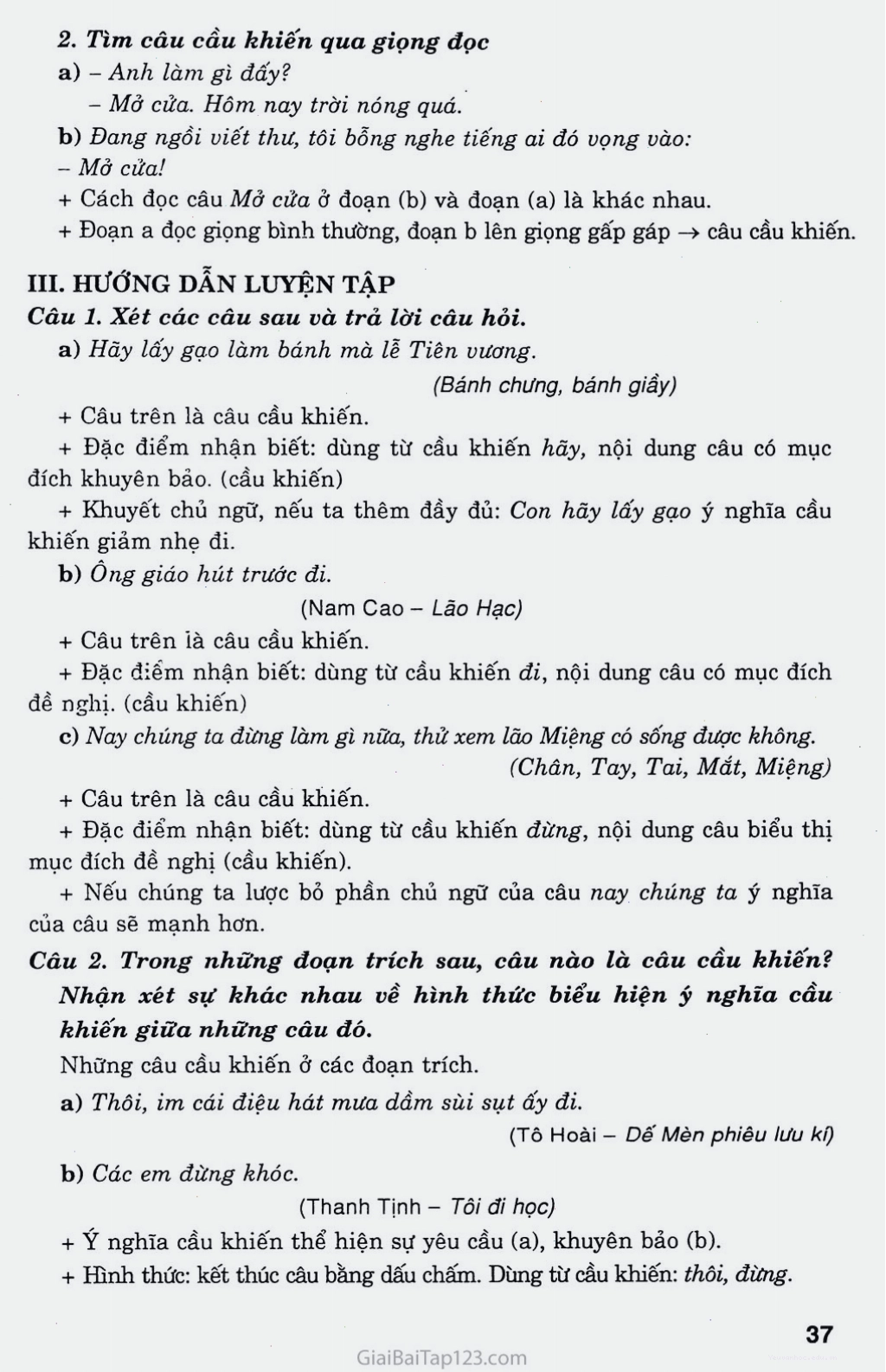 Trang 2 bài tập câu cầu khiến