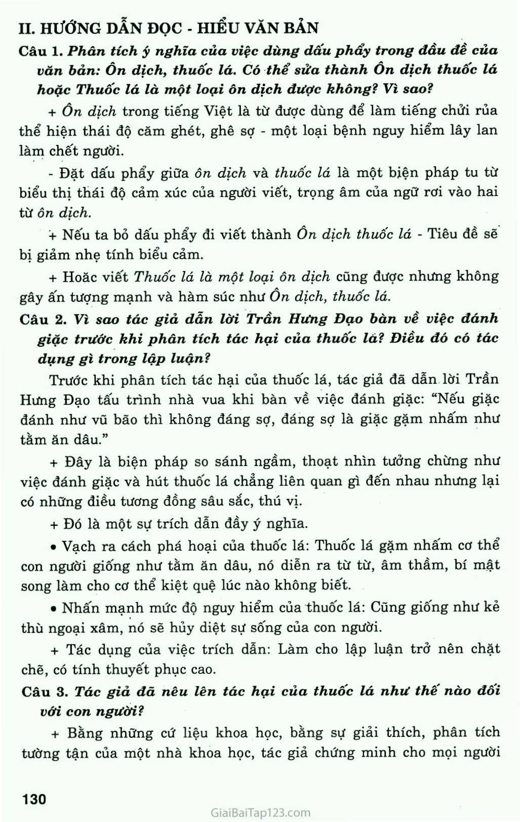 Trang văn bản Ôn dịch thuốc lá với lập luận chặt chẽ