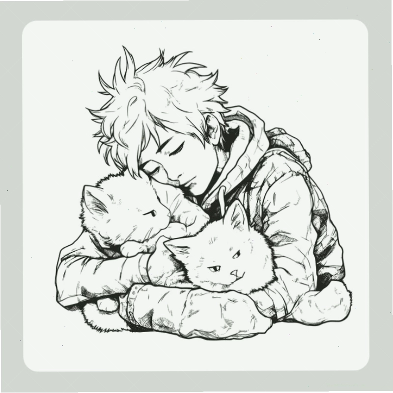 Tranh tô màu anime boy với phong cách nhẹ nhàng, tình cảm