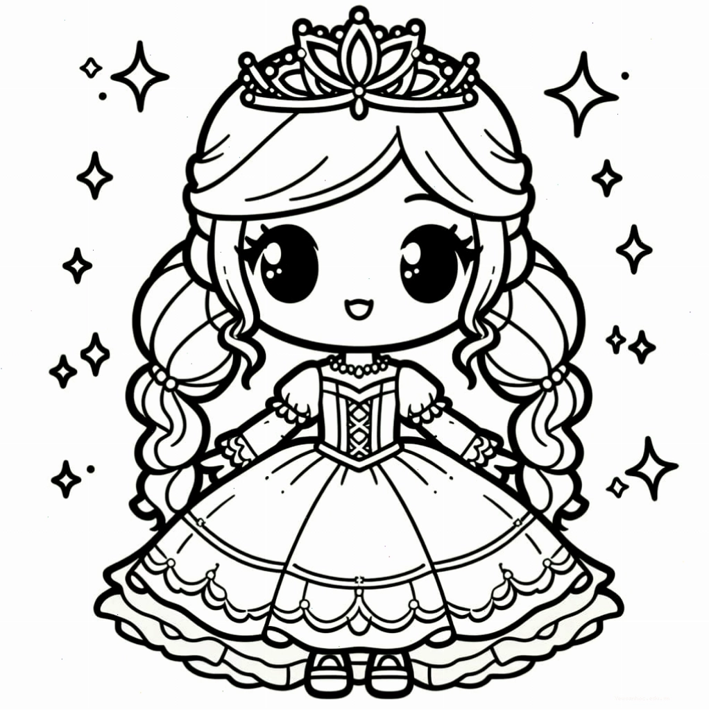 Tranh tô màu công chúa chibi cute nhất