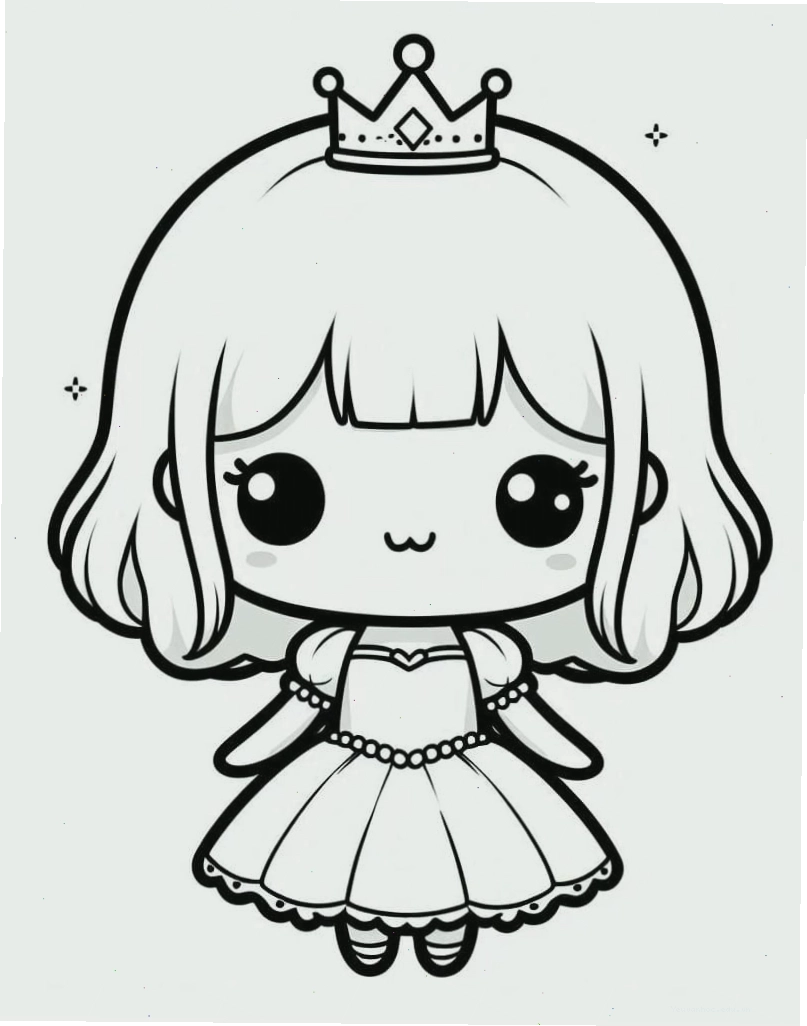 Tranh tô màu công chúa chibi đáng yêu nhất