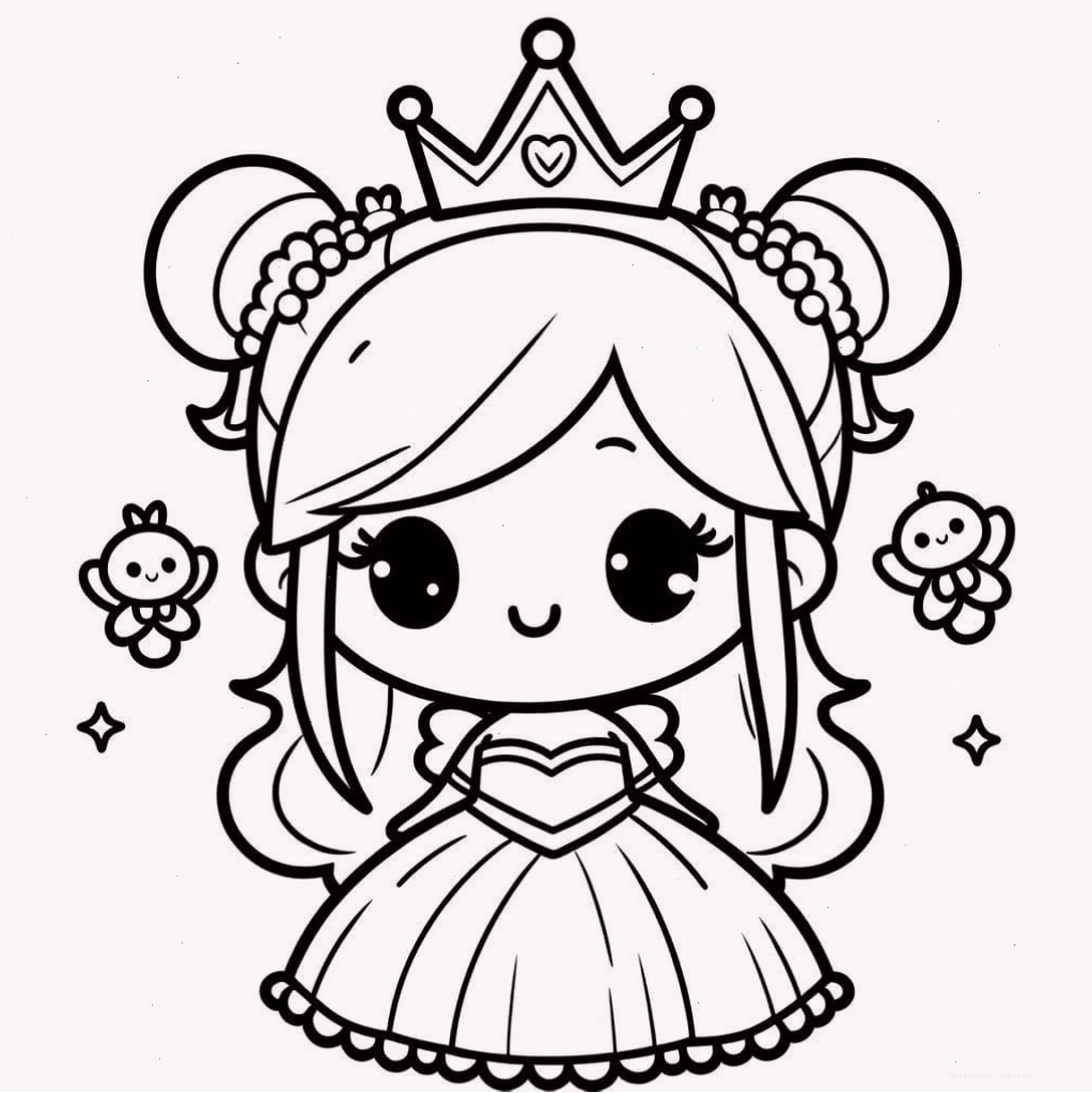 Tranh tô màu công chúa chibi đẹp với màu sắc hài hòa