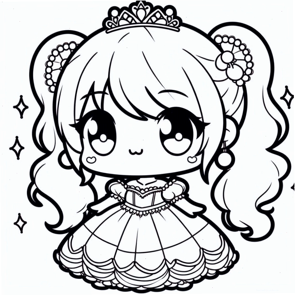 Tranh tô màu thỏ con chibi cầm củ cà rốt