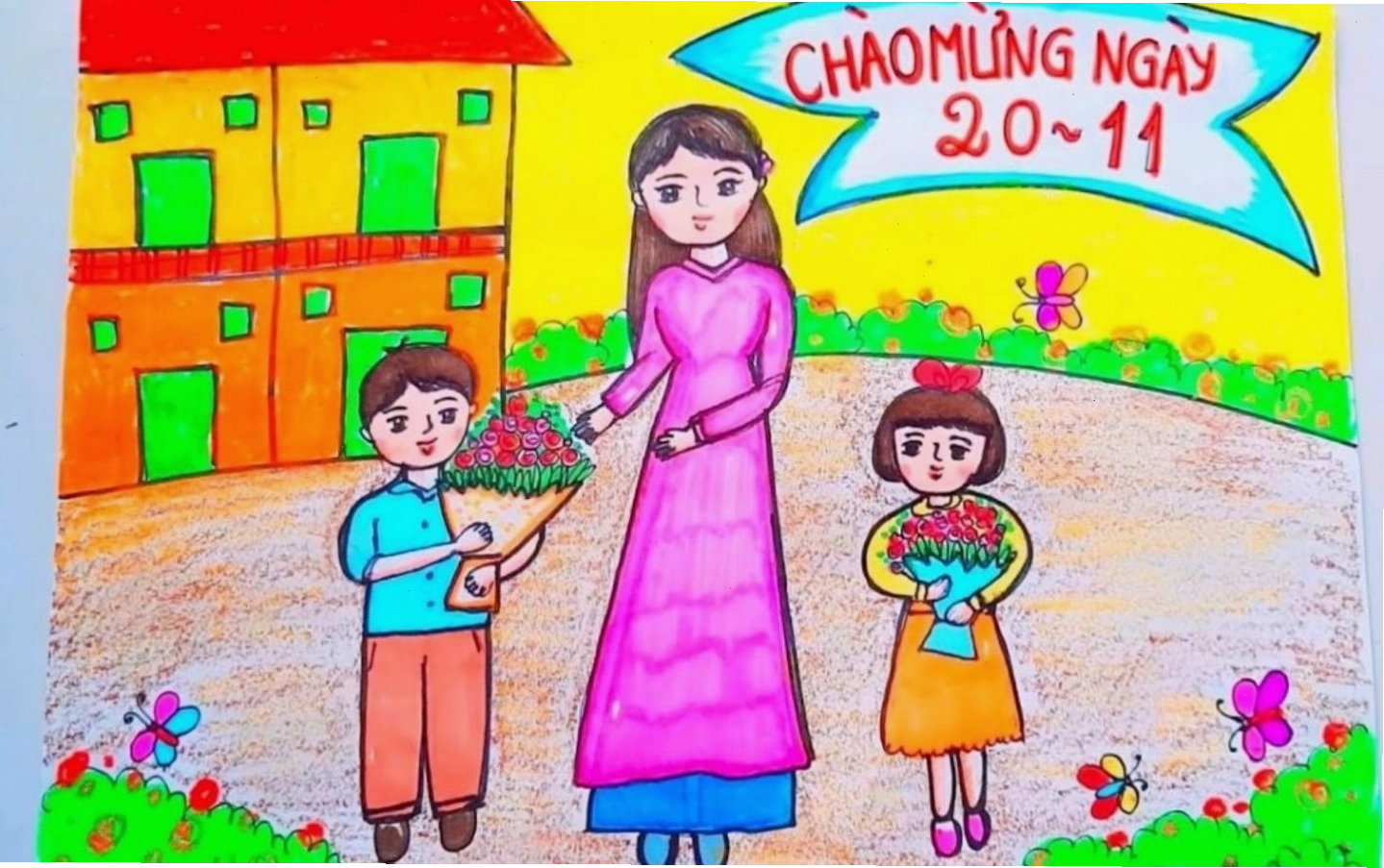 Tranh vẽ 20-11 mừng ngày Nhà giáo Việt Nam